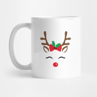 Cute Christmas Reindeer Face Mug